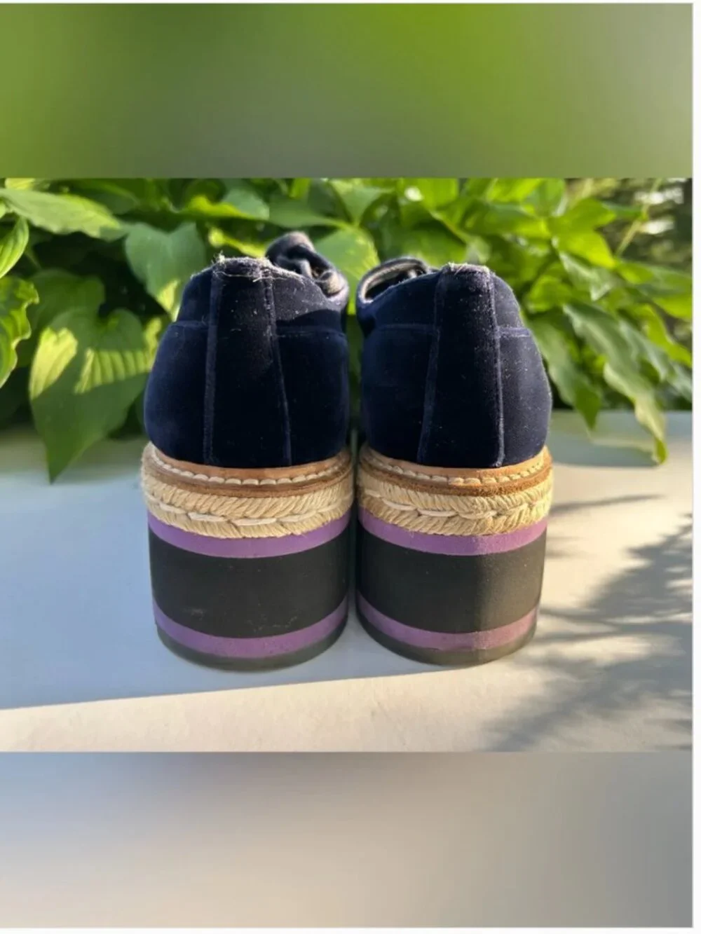 PRADA Velvet Platform Oxford Espadrille Embellished Crystals Shoes Size 40